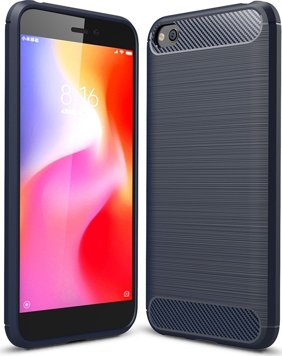 Mobigear Hoesje geschikt voor Xiaomi Redmi Go Telefoonhoesje Flexibel TPU | Mobigear Brushed Slim Backcover | Redmi Go Case | Back Cover - Marineblauw