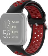 Mobigear Siliconen Watch bandje geschikt voor Fitbit Versa 2 Bandje Gespsluiting | Mobigear Sport Plus Buckle - Zwart / Rood