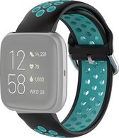 Mobigear Siliconen Watch bandje geschikt voor Fitbit Versa 2 Bandje Gespsluiting | Mobigear Sport Plus Buckle - Zwart / Groen