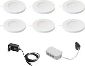 Magnetische in- & opbouw spot set - 6-pack - Plug & Play - warm wit - 2700K - 2,2W - keukenverlichting - kastverlichting - LED Inbouwspot (Ø55mm) - led spot – spotjes