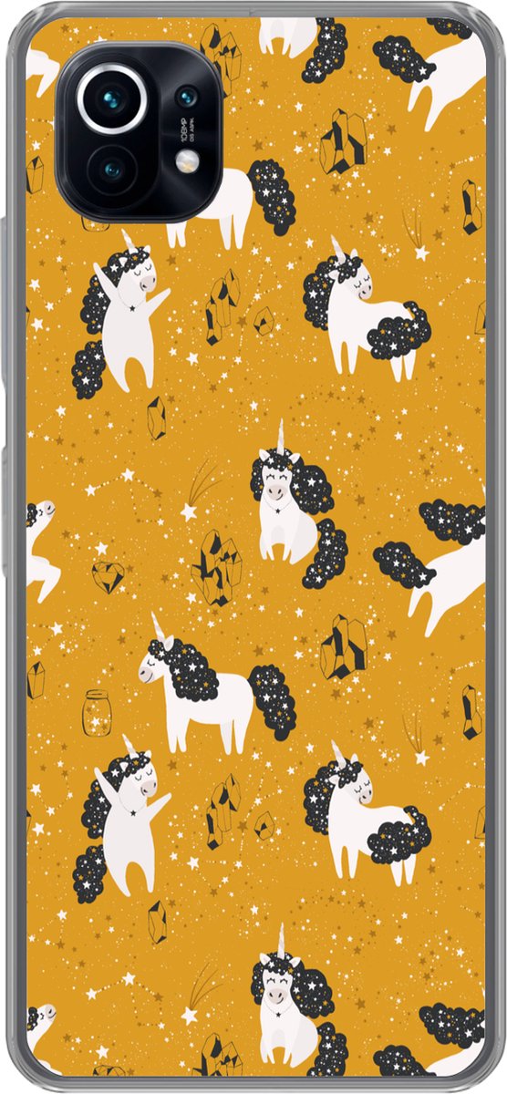 Telefoonhoesje Geschikt voor Xiaomi Mi 11 hoesje - Meisjes - Unicorn - Sterren - Patronen - Girl - Kids - Kinderen - Kind - Siliconen Telefoonhoesje Telefoonhoesje