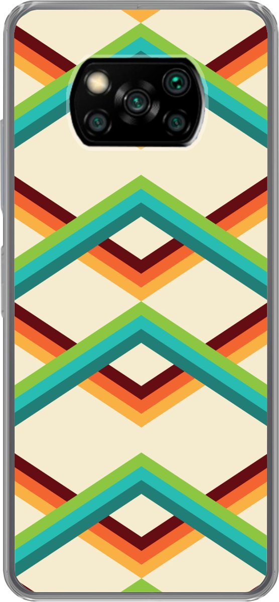Telefoonhoesje Geschikt voor Xiaomi Geschikt voor Poco X3 Pro hoesje - Retro - Strepen - Design - Seventies - Siliconen Telefoonhoesje Telefoonhoesje