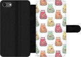 Bookcase Geschikt voor iPhone 7 telefoonhoesje - Meisjes - Kat - Bloemen - Patronen - Girl - Kids - Kinderen - Met vakjes - Wallet case met magneetsluiting