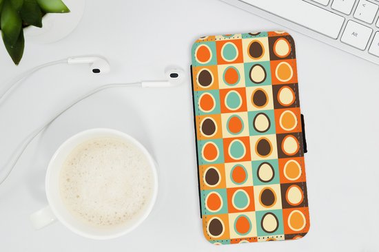 Étui pour téléphone iPhone 8 Bookcase - Rétro - Motifs - Oeuf - Avec compartiments - Étui portefeuille avec fermeture magnétique