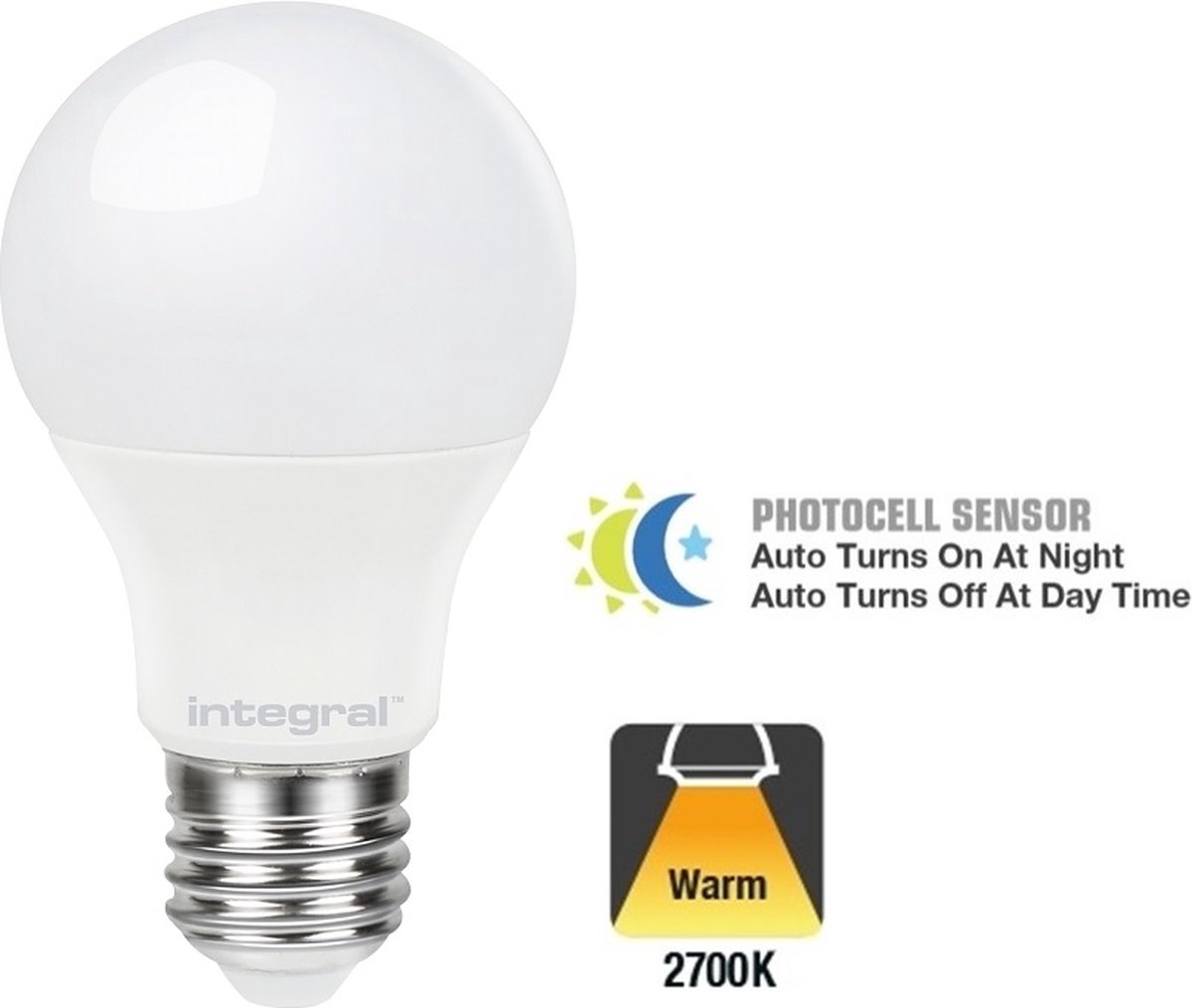 Integral Led lamp met dag/nacht sensor E27 4.8W 2700K 230V - Warm wit licht  | bol.com