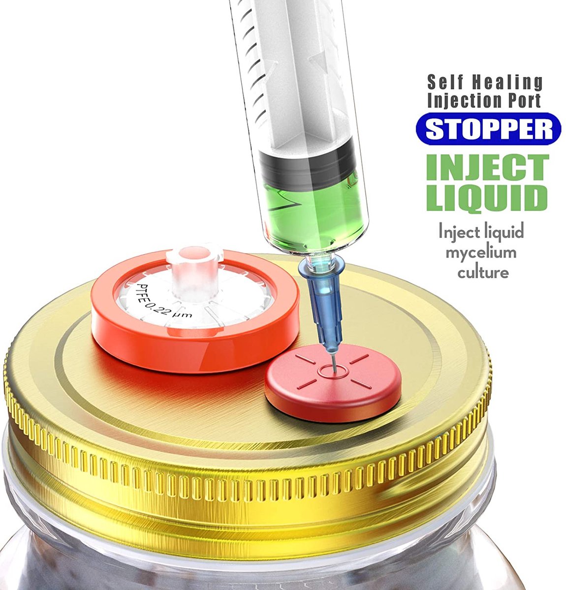 ToshiFarm 20mm Self Healing Injection Port - 5 stuks - Injectiepoort voor Mason Jar - Broed inoculeren met zelfhelende injectiepoort