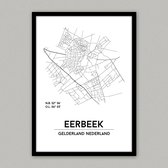 Eerbeek city poster, A3 zonder lijst, plattegrond poster, woonplaatsposter, woonposter