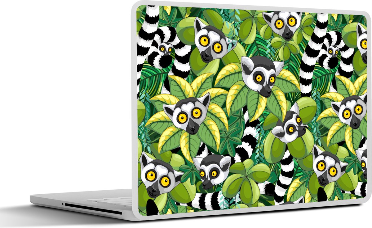 Laptop sticker - 15.6 inch - Patroon - Jungle - Ringstaartmaki - 36x27,5cm - Laptopstickers - Laptop skin - Cover