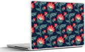 Laptop sticker - 10.1 inch - Design - Bloemen - Rood - 25x18cm - Laptopstickers - Laptop skin - Cover