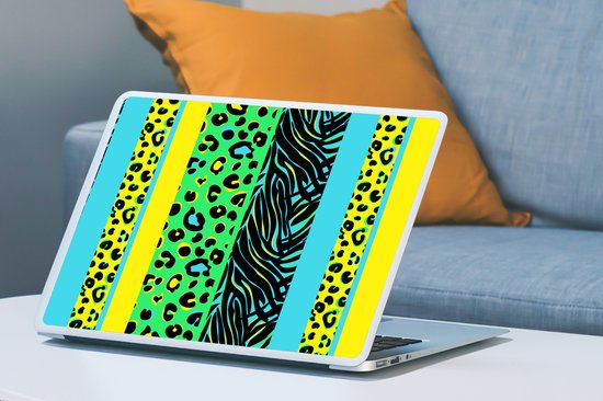 Autocollant pour ordinateur portable - 17,3 pouces - Design - Imprimé panthère - Jaune - Vert - 40x30cm - Autocollants pour ordinateur portable - Skin pour ordinateur portable - Couverture