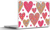 Laptop sticker - 17.3 inch - Meisje - Hart - Love - Patronen - Girl - Kids - Kinderen - Kind - 40x30cm - Laptopstickers - Laptop skin - Cover