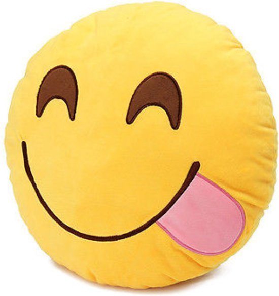 Emoji Decoratief Kussen heerlijk - Yummy - 30cm - Kussen Woonkamer - sierkussen - emoticon kussen