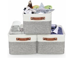 Tranquil Abode Opvouwbare Opbergmand - Set van 3 Stevige Stoffen Opbergmanden met Handgrepen Tranquil Abode Opvouwbare Opbergmand - Set van 3 Stevige Stoffen Opbergmanden met Handgrepen