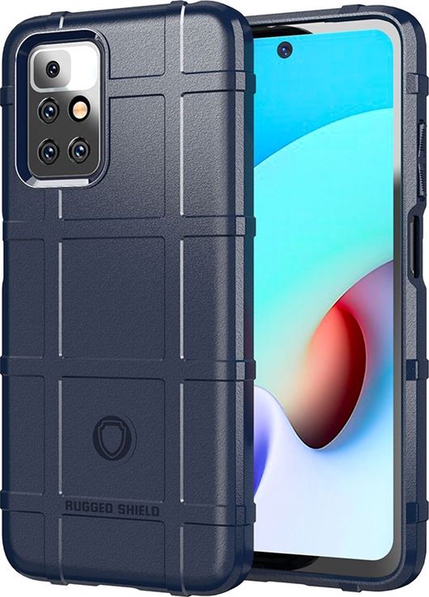 Mobigear Hoesje geschikt voor Xiaomi Redmi 10 4G Telefoonhoesje Flexibel TPU | Mobigear Rugged Shield Backcover Shockproof | Schokbestendig Redmi 10 4G Telefoonhoesje | Anti Shock Proof - Blauw