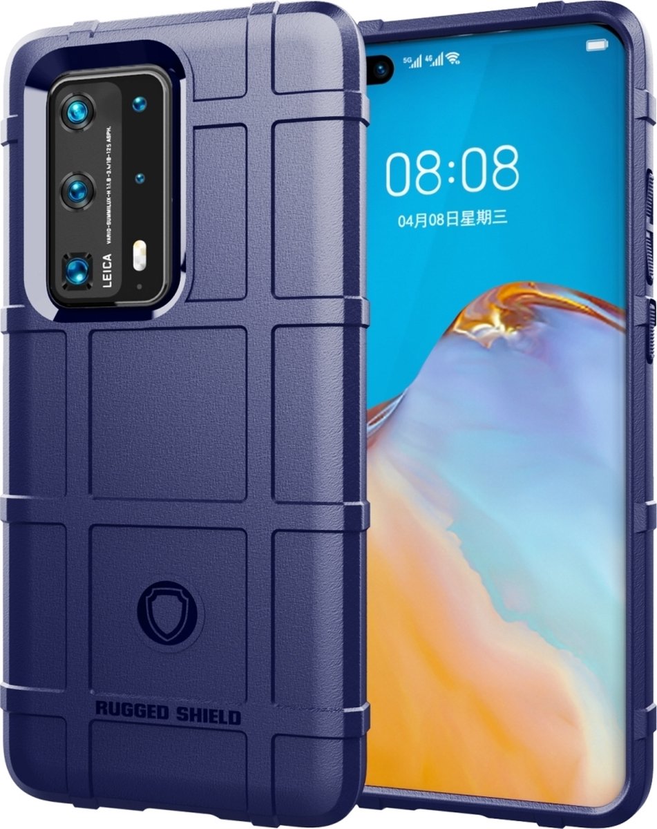 Mobigear Hoesje geschikt voor Huawei P40 Pro Plus Telefoonhoesje Flexibel TPU | Mobigear Rugged Shield Backcover Shockproof | Schokbestendig P40 Pro Plus Telefoonhoesje | Anti Shock Proof - Blauw