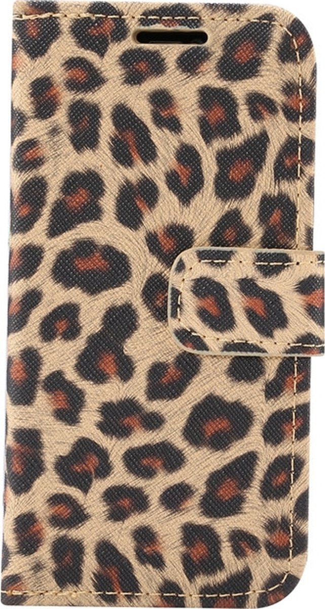 Mobigear Telefoonhoesje geschikt voor Apple iPhone 12 Mini Hoesje | Mobigear Leopard Bookcase Portemonnee | Pasjeshouder voor 2 Pasjes | Telefoonhoesje voor Pinpas / OV Kaart / Rijbewijs - Geel