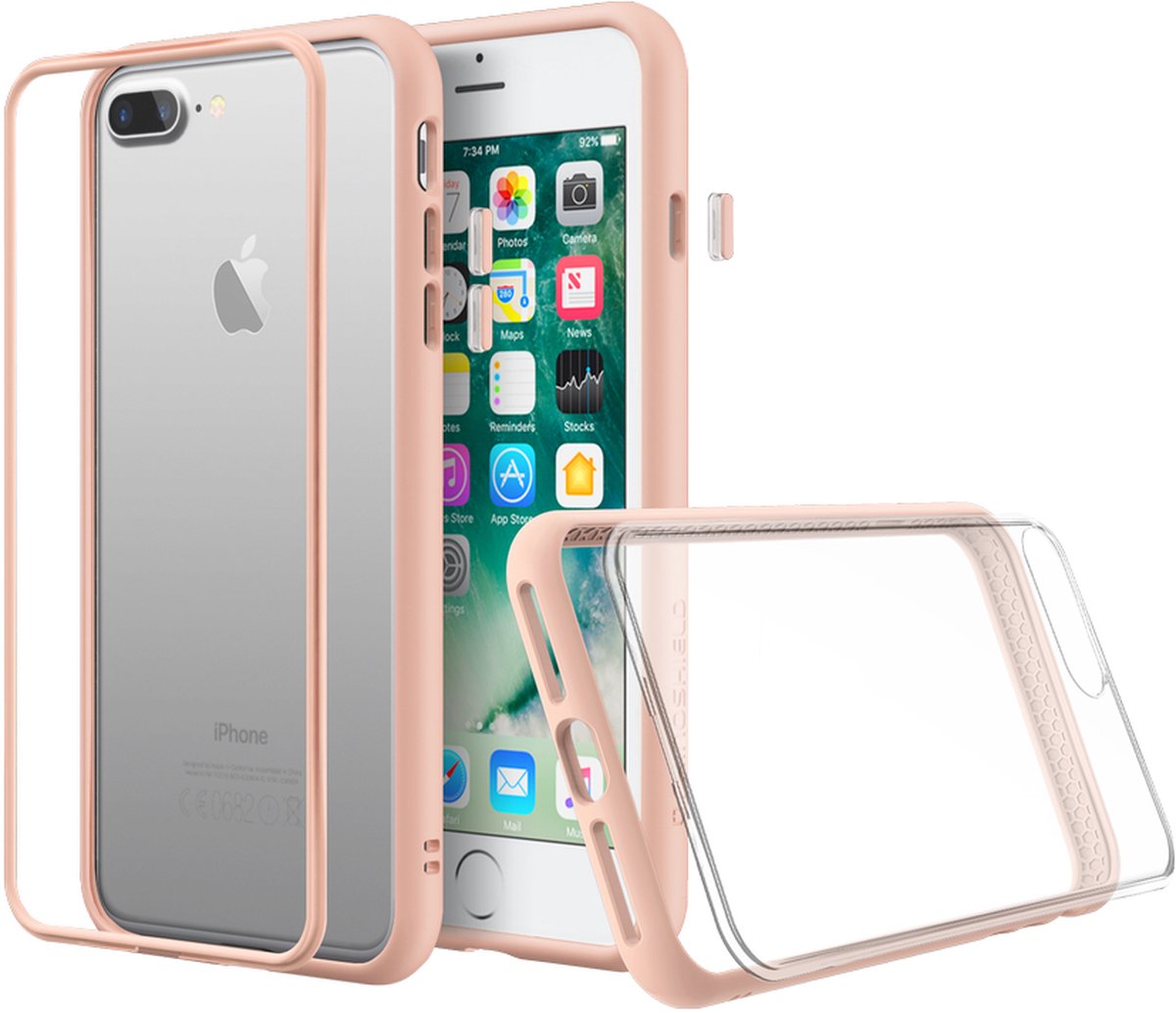 Apple iPhone 8 Plus Hoesje - Rhinoshield - MOD NX Serie - Hard Kunststof Backcover - Blush Pink - Hoesje Geschikt Voor Apple iPhone 8 Plus