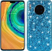 Mobigear Hoesje geschikt voor Huawei Mate 30 Telefoonhoesje Hardcase | Mobigear Glitter Backcover | Mate 30 Case | Back Cover - Blauw