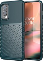 Mobigear Hoesje geschikt voor OnePlus Nord 2 Telefoonhoesje Flexibel TPU | Mobigear Groove Backcover | Nord 2 Case | Back Cover - Groen