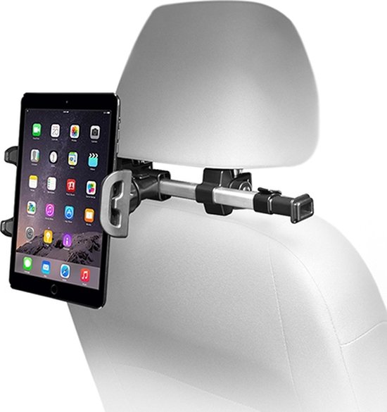Macally HRMOUNTPRO verstelbare autostoelhoofdsteunhouder voor iPad/tablet (zilverkleurige frame)