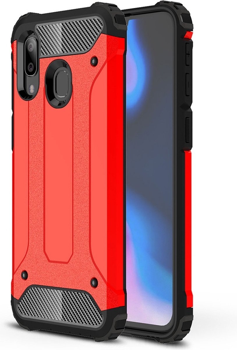 Mobigear Hoesje geschikt voor Samsung Galaxy A40 Telefoonhoesje Hardcase | Mobigear Outdoor Backcover Shockproof | Schokbestendig Galaxy A40 Telefoonhoesje | Anti Shock Proof - Rood