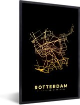 Fotolijst incl. Poster - Stadskaart - Kaart - Rotterdam - Plattegrond - Nederland - 20x30 cm - Posterlijst