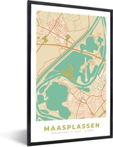 Fotolijst incl. Poster - Vintage - Maasplassen - Kaart - Plattegrond - Stadskaart - 60x90 cm - Posterlijst