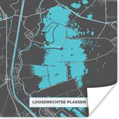 Poster Stadskaart - Water - Loosdrechtse Plassen - Plattegrond - Nederland - Kaart - 100x100 cm XXL