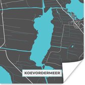 Poster Stadskaart - Plattegrond - Nederland - Water - Kaart - Koevordermeer - 50x50 cm