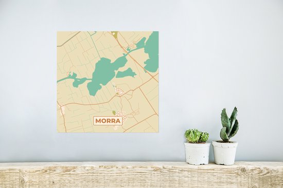 Poster Morra - Friesland - Kaart - Plattegrond - Stadskaart - 30x30 cm