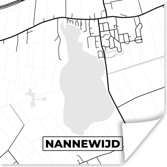 Affiche Frise - Carte - Nannewijd - Carte - Plan de la ville - 100x100 cm XXL
