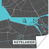 Affiche Nederland - Carte - Ketelmeer - Water - Carte - Plan de la ville - 75x75 cm