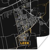 Affiche Poireau - Plan de ville - Carte - Carte - Black and Gold et Or - 75x75 cm