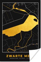 Poster Kaart - Plattegrond - Stadskaart - Gold - Zwarte Meer - 120x180 cm XXL