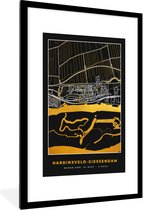 Fotolijst incl. Poster - Hardinxveld-Giessendam - Plattegrond - Goud - Kaart - Stadskaart - 80x120 cm - Posterlijst