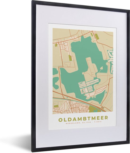 Fotolijst incl. Poster - Oldambtmeer - Vintage - Plattegrond ...
