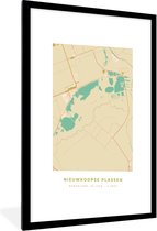 Fotolijst incl. Poster - Stadskaart - Vintage - Nieuwkoopse Plassen - Plattegrond - Kaart - 60x90 cm - Posterlijst