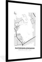 Fotolijst incl. Poster - Nederland - Paterswoldsemeer - Kaart - Plattegrond - Stadskaart - 60x90 cm - Posterlijst