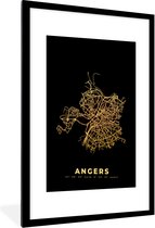 Fotolijst incl. Poster - Angers – Frankrijk – Kaart - Stadskaart – Plattegrond - 60x90 cm - Posterlijst