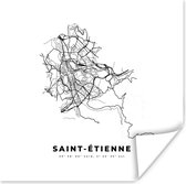 Poster Frankrijk – Stadskaart - Zwart Wit – Saint Étienne – Plattegrond – Kaart - 30x30 cm