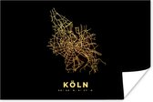 Poster Keulen - Kaart - Gold - Plattegrond - Stadskaart - 60x40 cm