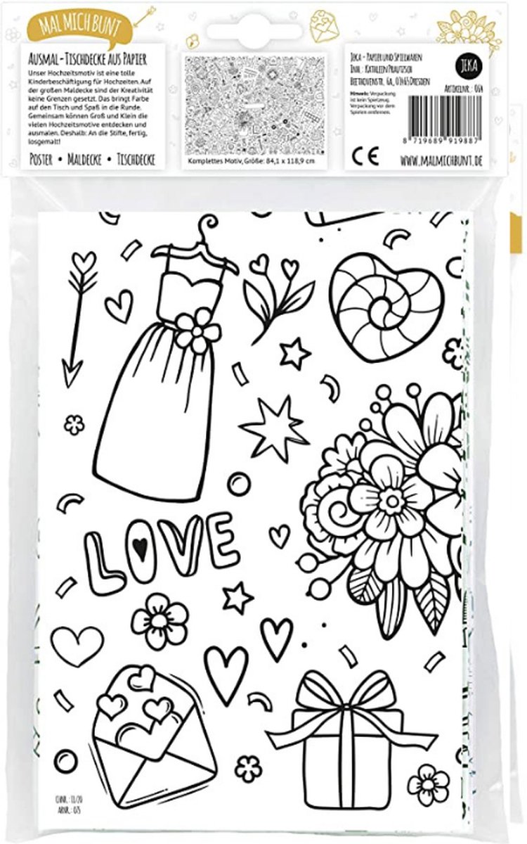 Nappe En Papier à Colorier JEKA Motif Mariage – Grande Nappe Coloriage Enfants Pour Fête