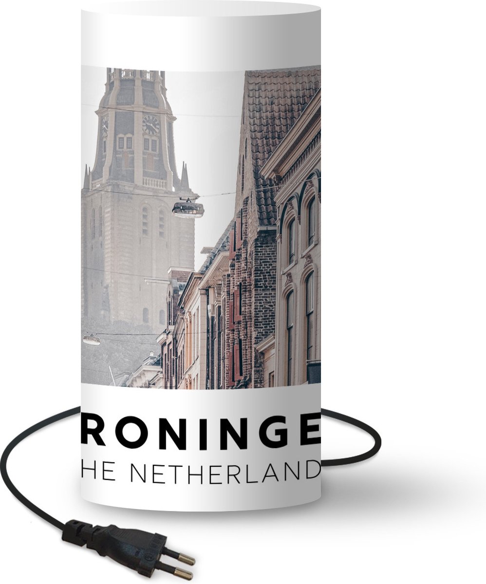 Lamp - Nachtlampje - Tafellamp slaapkamer - Groningen - Nederland - Toren - 54 cm hoog - Ø24.8 cm - Inclusief LED lamp