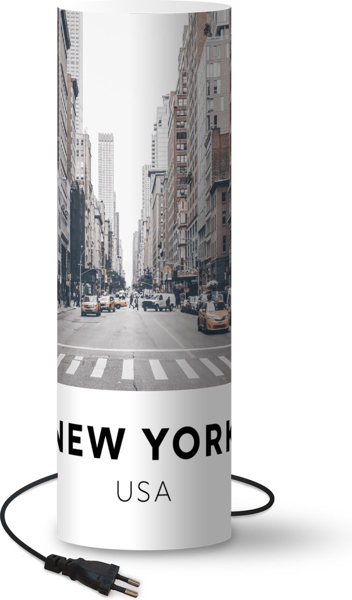 Lamp - Nachtlampje - Tafellamp slaapkamer - New York - Amerika - Auto - 50 cm hoog - Ø15.9 cm - Inclusief LED lamp