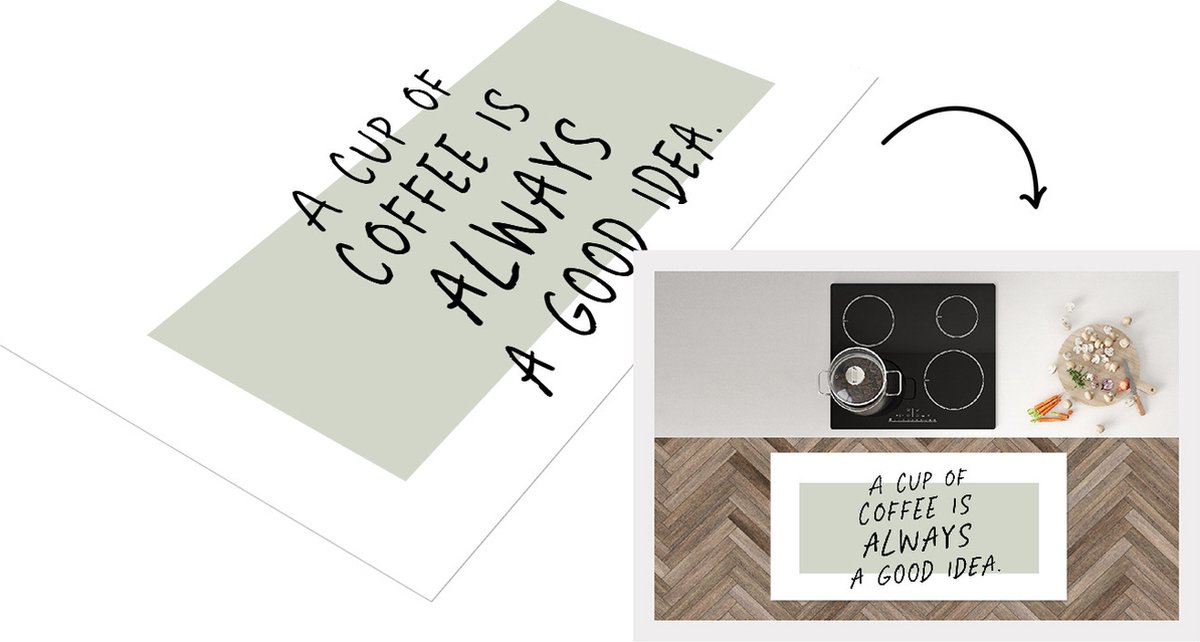 KitchenYeah Keukenloper - Loper keuken - Spreuken - A cup of coffee is always a good idea - Quotes - Koffie - 120x60 cm - Keukenloper vinyl Multicolor