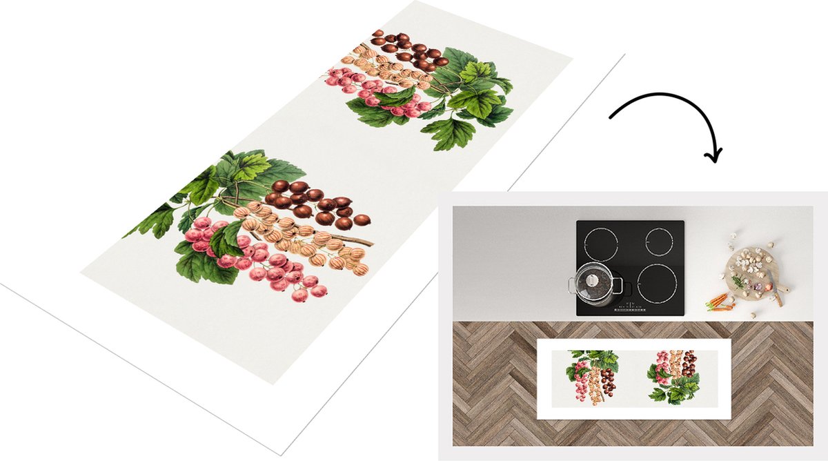 KitchenYeah Keukenloper - Loper keuken - Bessen - Eten - Fruit - 120x50 cm - Keukenloper vinyl Multicolor