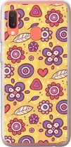 Telefoonhoesje Geschikt voor Samsung Galaxy A20e hoesje - Patroon - Bloemen - Paars - Oranje - Siliconen Telefoonhoesje