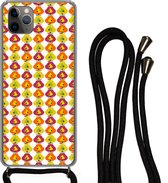 Hoesje met koord Geschikt voor iPhone 11 Pro - Retro - Design - Peer - Fruit - Siliconen - Crossbody - Backcover met Koord - Telefoonhoesje met koord - Hoesje met touw