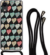 Hoesje met koord Geschikt voor iPhone XR - Meisjes - Hart - Hartjes - Patronen - Girl - Kids - Kinderen - Meiden - Siliconen - Crossbody - Backcover met Koord - Telefoonhoesje met koord - Hoesje met touw