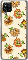 Geschikt voor Samsung Galaxy A12 hoesje - Design - Bloemen - Retro - Vintage - Siliconen Telefoonhoesje